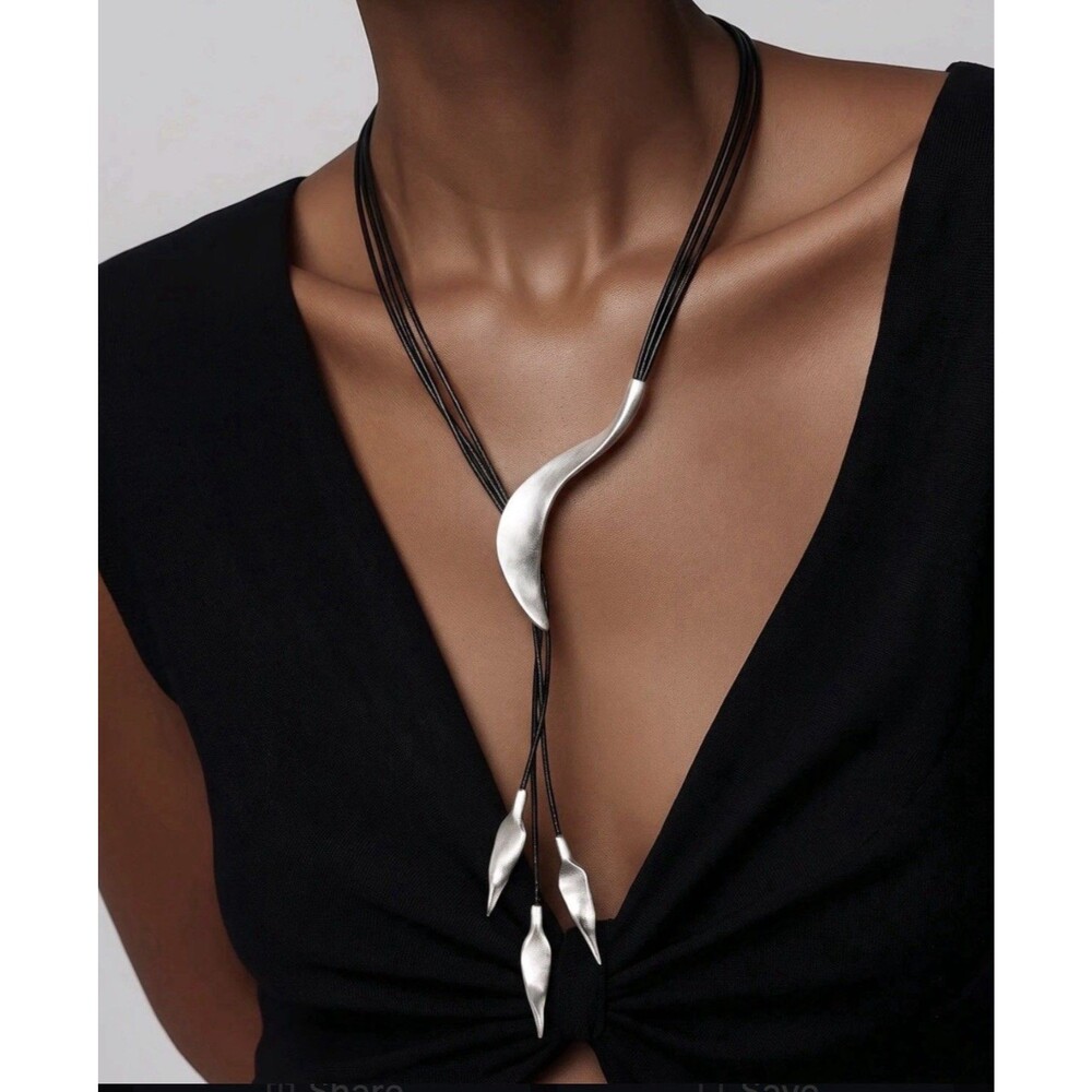 Chanour Pewter Leather Necklace